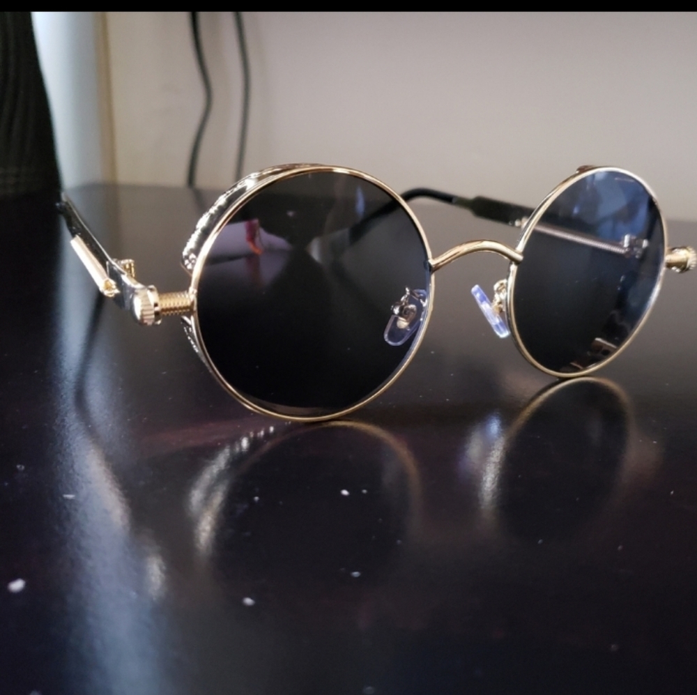 Vintage Round Steampunk Sunglasses for Women Men R - Picture 7 of 10